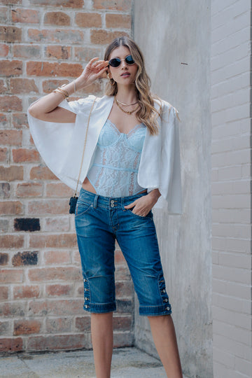 MONELI CAPE VEST BLAZER LINEN