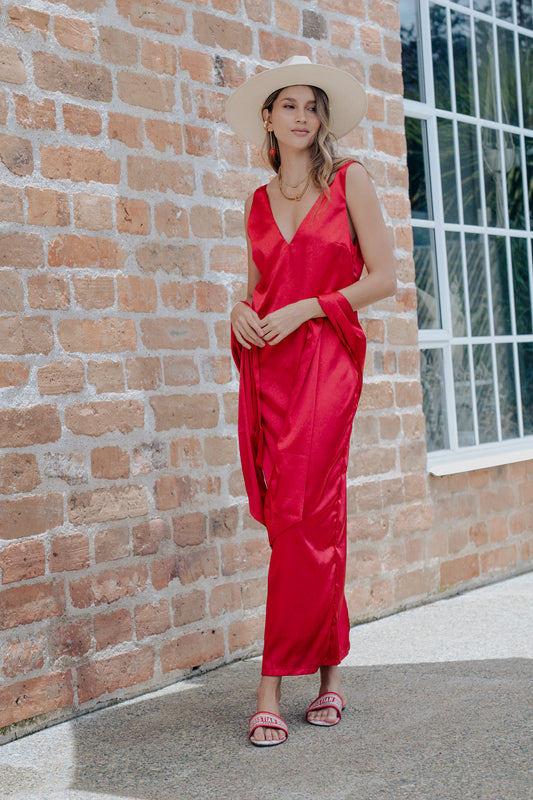 VICTORIA MAXI DRESS - SILK SATIN